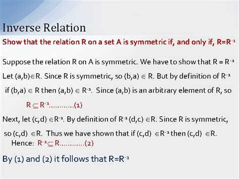 Discrete Mathematics Lecture12 Inverse Of A Relation Let