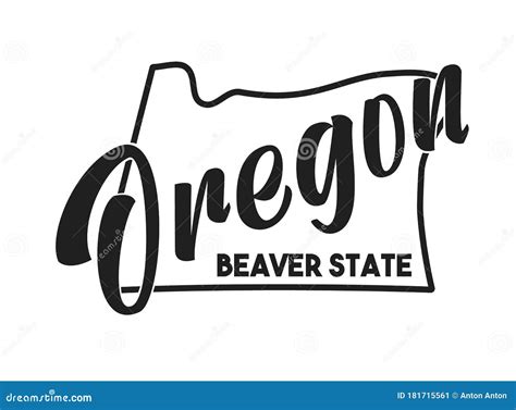 Oregon Vector Silhouette Nickname Inscription Beaver State Stock