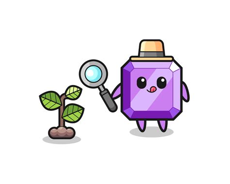 Cute Purple Gemstone Herbalist Researching A Plants 5030448 Vector Art