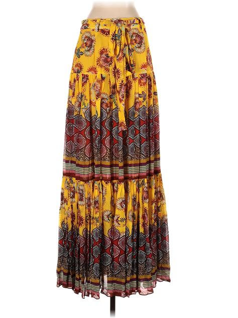 Alexis 100 Rayon Multi Color Yellow Casual Skirt Size S 77 Off