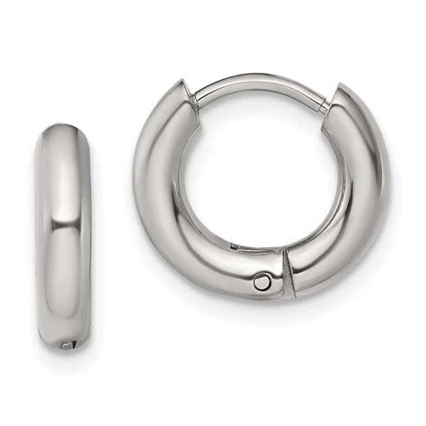 Stainless Steel Polished 3mm Hinged Hoop Earrings Precious Accents Ltd