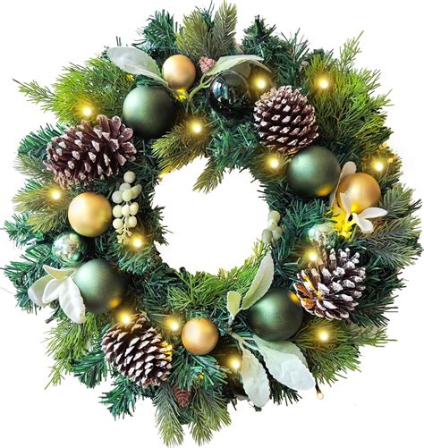 Amazon Wanna Cul Pre Lit Inch Lighted Christmas Wreath For