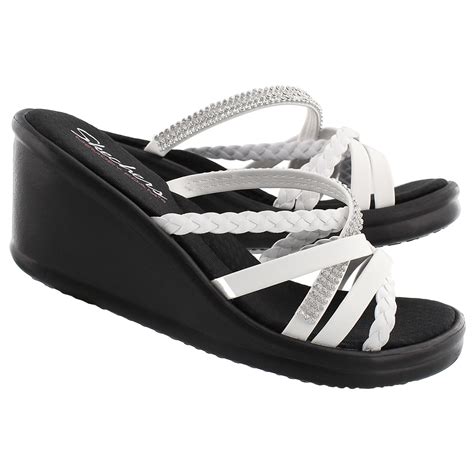 Skechers Women's WILD CHILD white wedge sandals