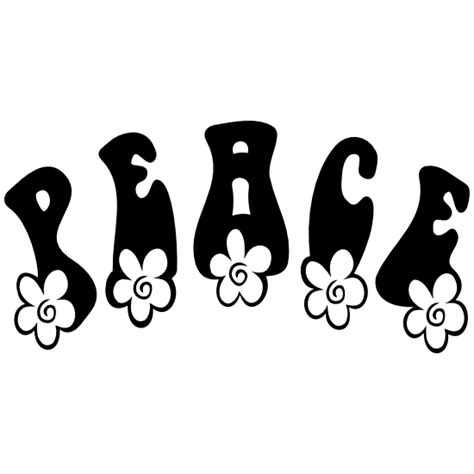 Word Peace With Daisy Flowers Sticker