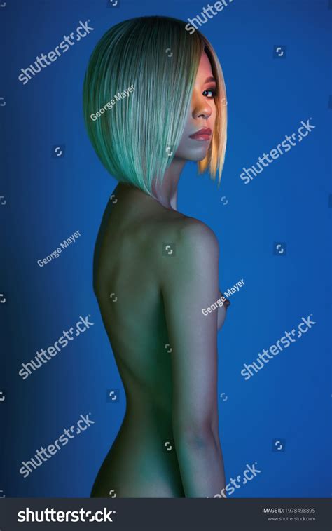Nude Beautiful Blonde Dancing Colorful Light Stock Photo Shutterstock