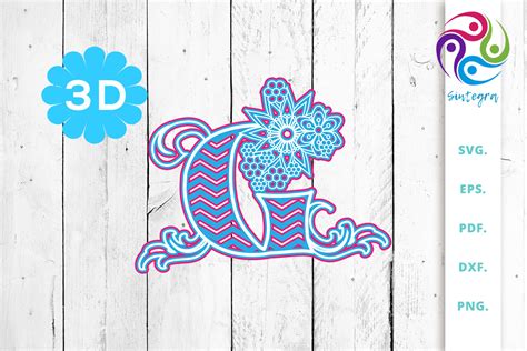 D Multilayer Floral Chevron Letter G Svg Cut File By Sintegra