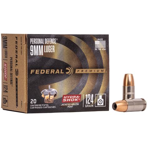 Federal Hydra Shok 9mm 124gr Jacketed Hollow Point 20rd