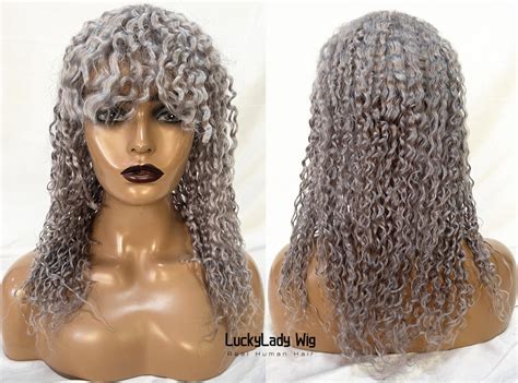 Silvery Grey Full Weave Hair Wig Full Machine Made Human Hair Wig Grey