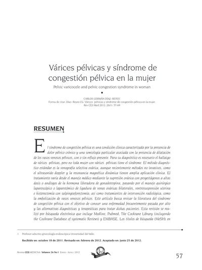 Várices pélvicas y síndrome de congestión pélvica en la mujer