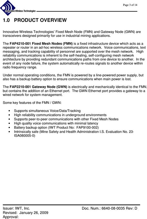 Innovative Wireless Technologies Fap2210 001 Gateway Node Fap2210 001