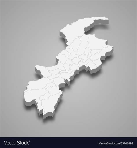 D Isometric Map Khyber Pakhtunkhwa Royalty Free Vector