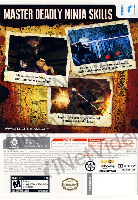 Tenchu - Shadow Assassins (NINTENDO WII) on NINTENDO WII Game