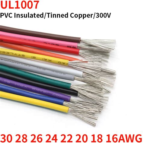 2M 5M UL1007 PVC Tinned Copper Wire Cable 16 18 20 22 24 26 28 30