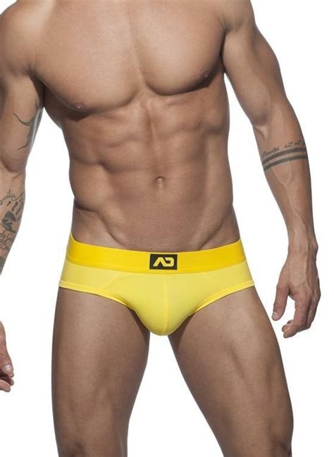 SLIPY MĘSKIE ADDICTED ADF95 FETISH BRIEF YELLOW M Inna marka Moda