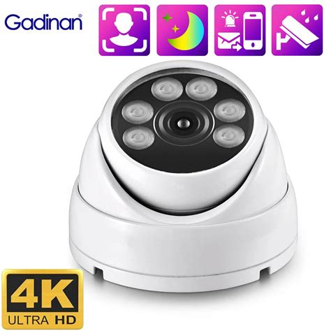 Gadinan HD 4K 8MP IP Camera Face Detection AI Humanoid Alert POE Color