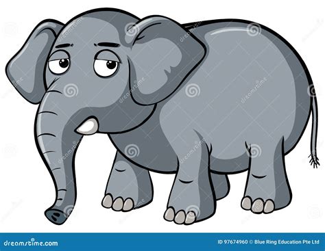 Sad Elephant on White Background Stock Vector - Illustration of ...