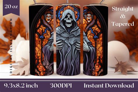 Stained Glass Halloween Tumbler Wrap Graphic By Ailirel Design