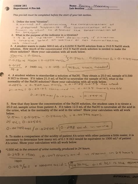 Solved Name Lab Section Chem Experiment Pre Lab This Chegg