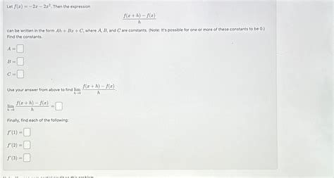 Solved Let F X 2x 2x2 ﻿then The Expressionf X H F X Hcan