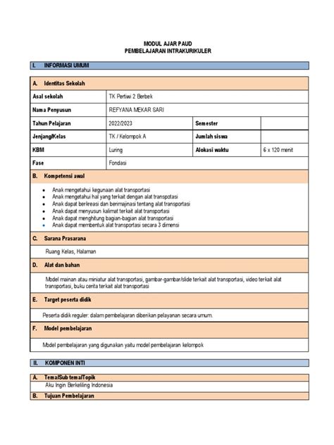 Modul Ajar Paud 1 Pdf