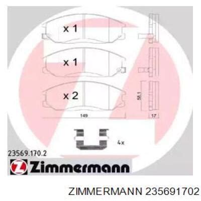 235691702 Zimmermann колодки тормозные передние дисковые