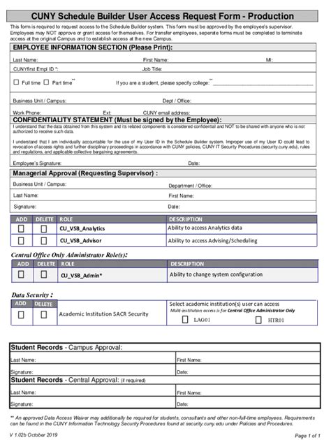Fillable Online Fillable Cuny Schedule Builder User Access Request