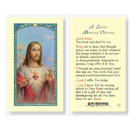 A Lenten Morning Offering Laminated Prayer Holy Card 25 Pack Holy Cards