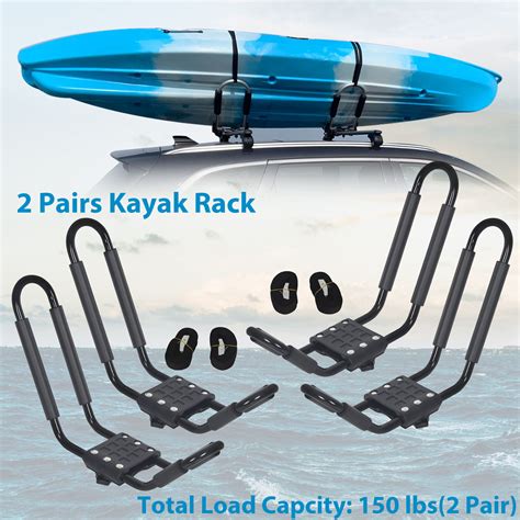 Costway 2 Pair Canoe Boat Kayak Car Suv Truck Top Roof Rack Mount Carrier J Cross Bar