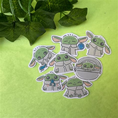 Baby Yoda Sticker Pack Pack Of 7 Grogu Planner Stickers For Etsy