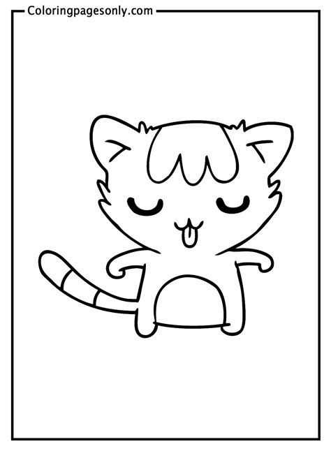 Sticker Cute Cat Coloring Page - Free Printable Coloring Pages