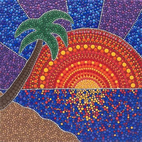 On Hold For Jw Hawaiian Beach Sunset Dot Art Painting Hawaii Painting