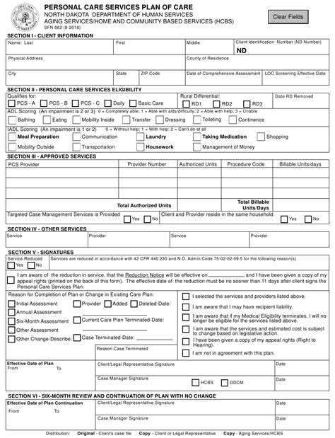 Form Sfn662 Download Fillable Pdf Or Fill Online Personal Care Services