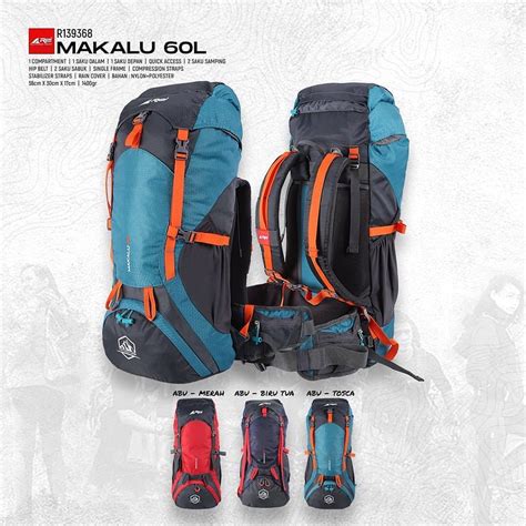 Jual Tas Carrier Arei Makalu L Original Free Coverbag Ransel Gunung