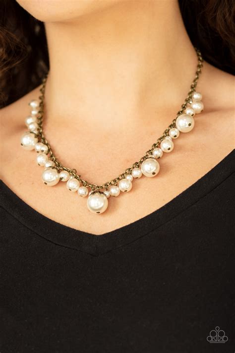 Uptown Pearls Brass Pearl Necklace Paparazzi The Sassy Sparkle