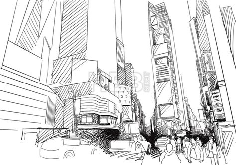 Time Square New York City Hand Drawn Vector Outline Sketch Instant Download How To Draw