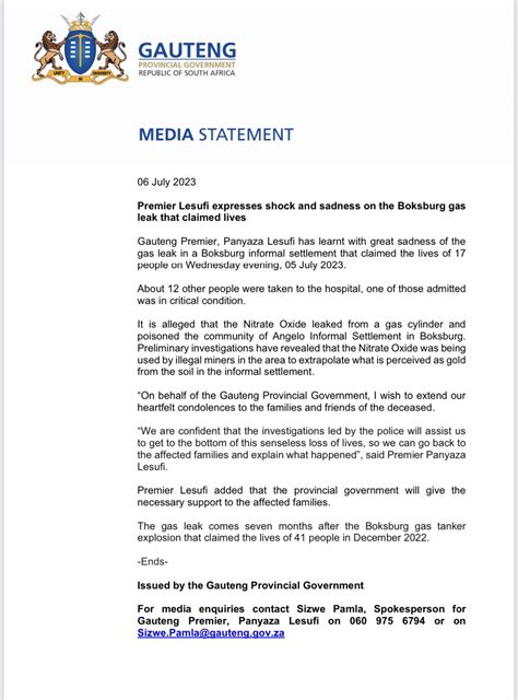 Gauteng Provincial Gov On Twitter Premier Lesufi Expresses Shock And