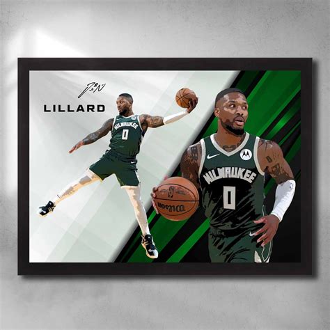 Damien Lillard Milwaukee Bucks Nba Art Sports Cave