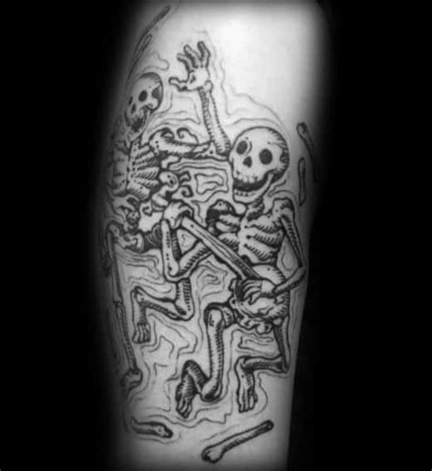 50 Dancing Skeleton Tattoo Ideas For Men - Moving Bone Designs