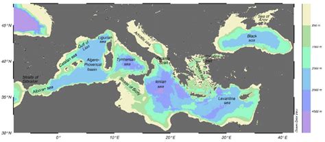 Major Seas Connecting Straits And Bottom Topography Of Mediterranean