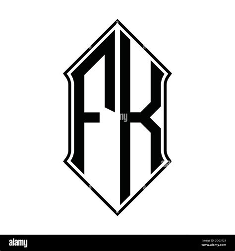 Fk Logo Monogram With Shieldshape And Black Outline Design Template