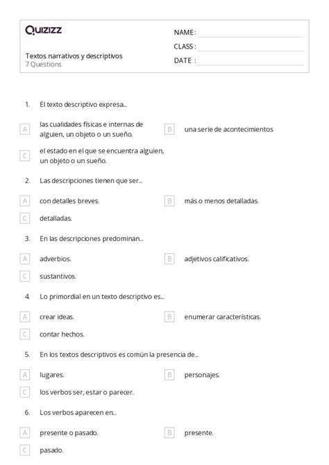 50 Verbos Descriptivos Hojas De Trabajo Para Grado 1 En Quizizz