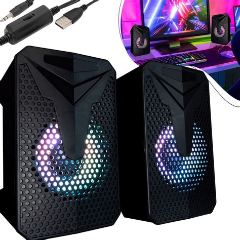 Caixa De Som Para Pc Notebook Usb P Gamer Led Rgb Potente Faz A Boa