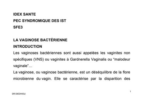 La Vaginose Bacterienne Pdf Infirmiers Ppt