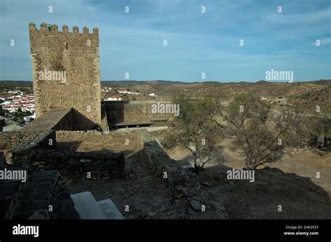 Tower of the medieval castle of Mertola. Mertola, Alentejo, Portugal ...