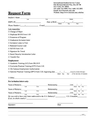 Fillable Online Request Form Baruch Cuny Edu Fax Email Print Pdffiller