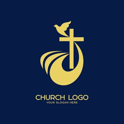 Church Logo Christian Symbols The Cross Of Jesus Christ And The Holy Spirit Is A Dove Stock