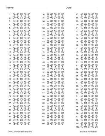 Answer Sheet Template Tim S Printables Good Notes Templates Sheet