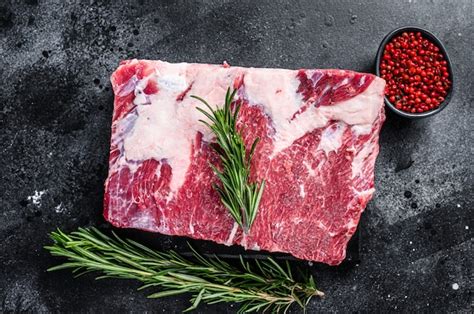 Premium Photo Raw Beef Short Ribs Kalbi On Marble Board Black