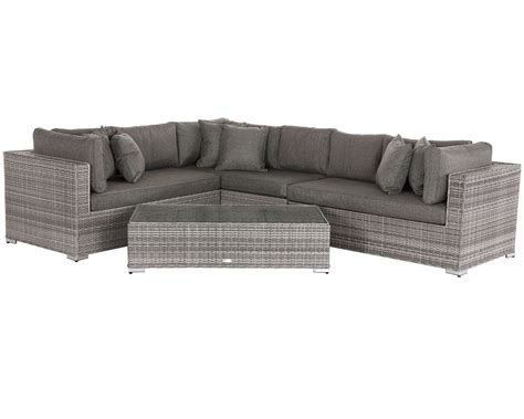 Rattan Garden Righthand Corner Sofa Set In Grey Monaco Rattan