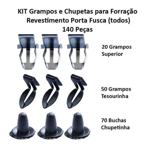 Kit Grampo Bucha Tesourinha Forro Porta Fusca 140 Pecas Shopee Brasil